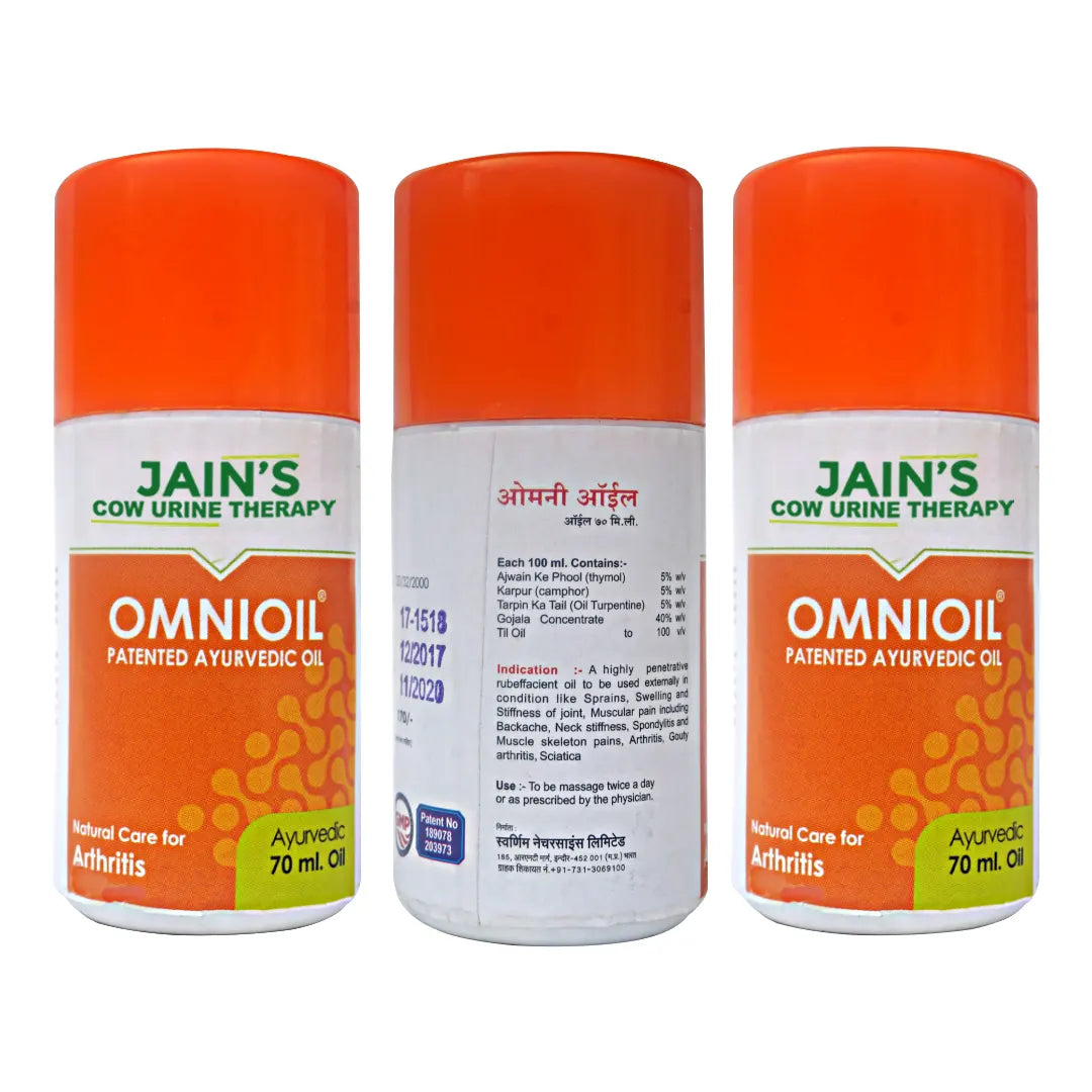 Ayurveda Massage Oil pack of 3 bottles By Jain's Cow Urine Therapy