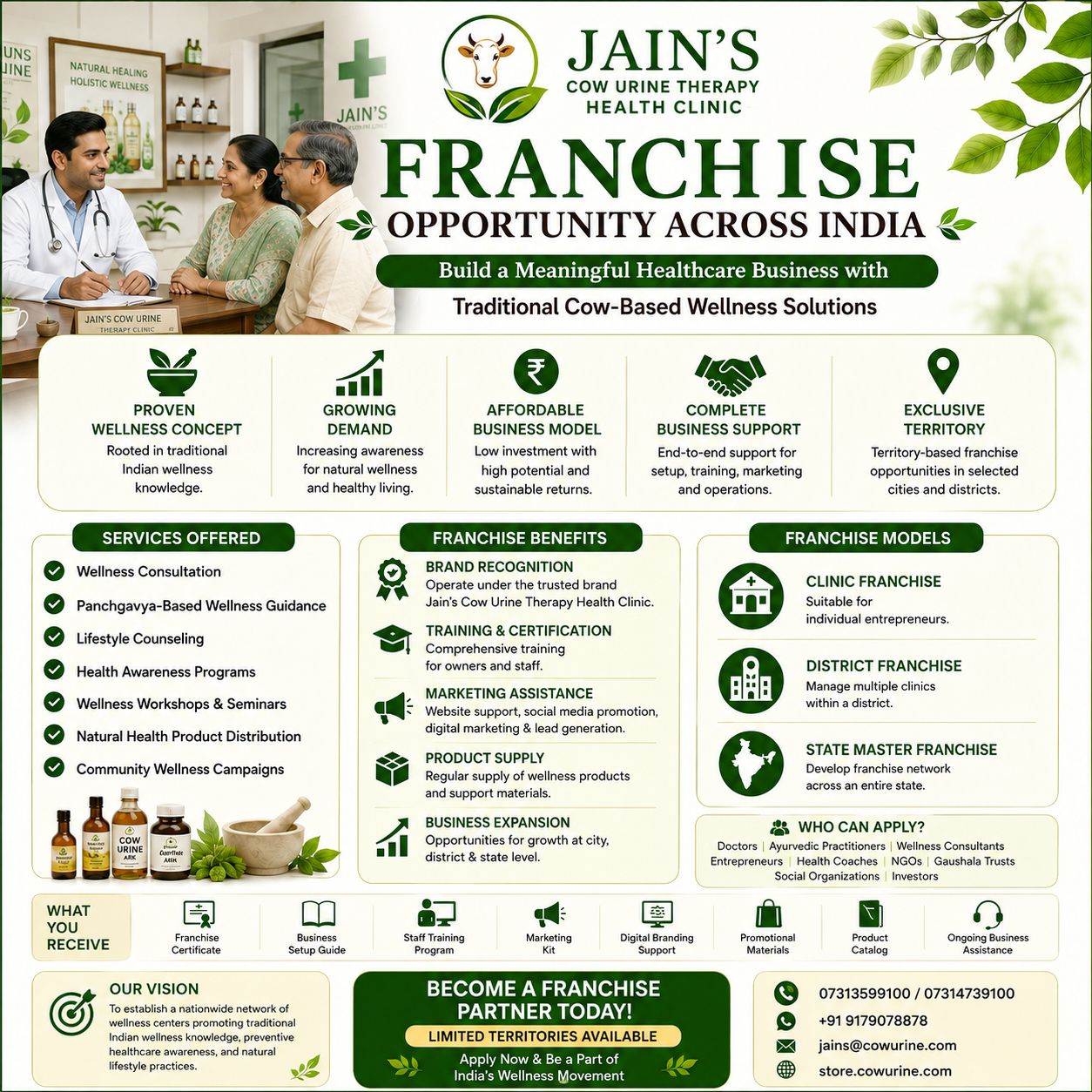 Jain's Cow Urine Therapy Health Clinic Franchise Opportunity Across India