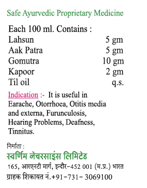 Ingredients Of Otowin - Ayurvedic Ear Drops - 10ml - Pack of 2 bottles - Jain's Cow Urine Therapy