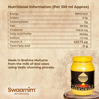 Nutritional Information of Swaarnim A2 Ghee 1000ml