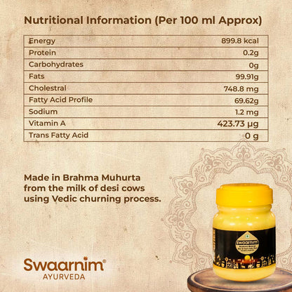 Nutritional Information of Swaarnim A2 Ghee 1000ml