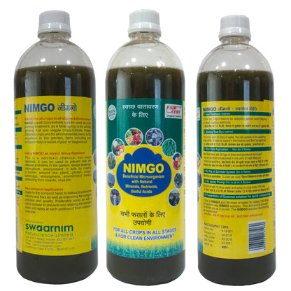 Nimgo - Pack of 3 bottles - Organic Input - For all plants in all stages - Beneficial Microorganism - Jain's Cow Urine Therapy